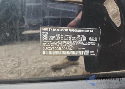 2020 BMW X6 xDrive40I from USA, damaged, VIN 5UXCY6C05L9D52478